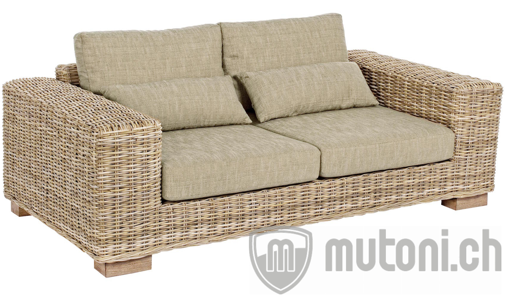  Gartensofa Rattan  mit Kissen Leandro 2 3 Sitzer 