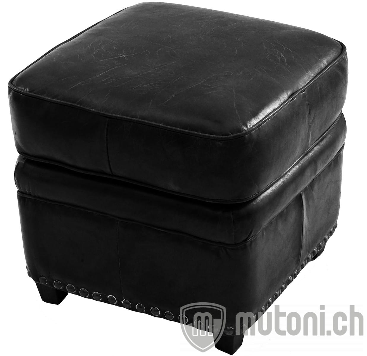 Design Vintage Leder Hocker Biblios Schwarz Polsterhocker Sitzhocker Banke Wohnzimmer Mobel Mutoni Mobel